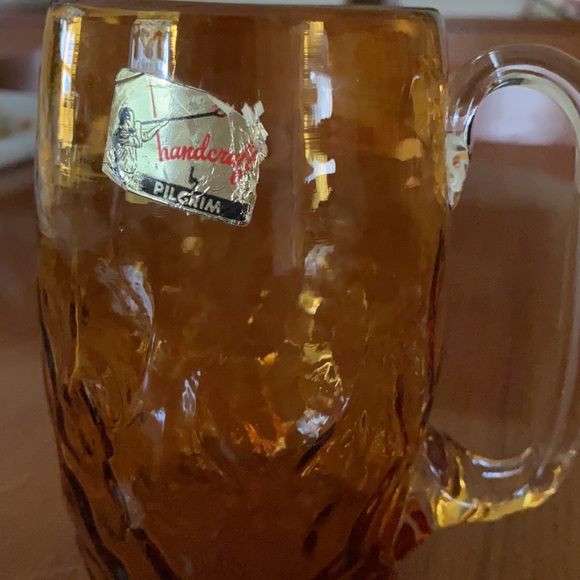 VINTAGE Amber Dimpled Glass Mug Handblown by Pilgrim Glass Co. - Picture 7 of 9